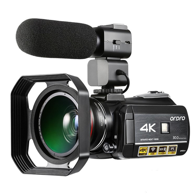 Ordro AC3 4K Video Digital Camera with WiFi Connection and IR Night Vision for Vlogging