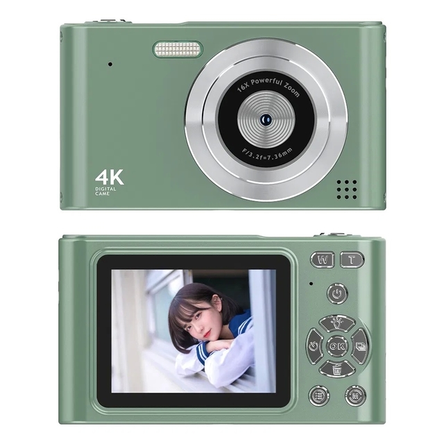 H15 Digital Camera with 2.4-inch IPS Screen for 1080P HD Video and 16X Digital Zoom - Green