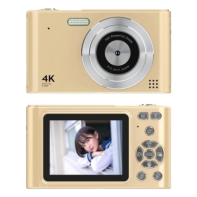 H15 2.4-inch IPS Screen Digital Camera with 1080P HD Resolution and 16X Digital Zoom - Gold