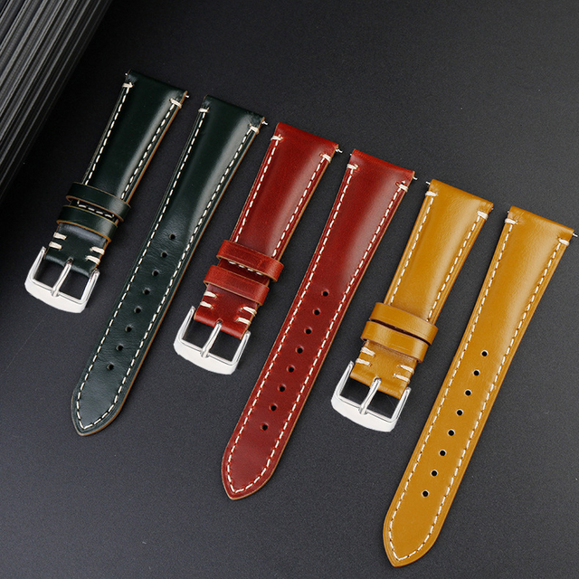 18mm Quick Release Vintage Luxury Japan Cordovan Tapering Genuine Leather Watch Band Tapered Wristwatch Straps 20X16MM